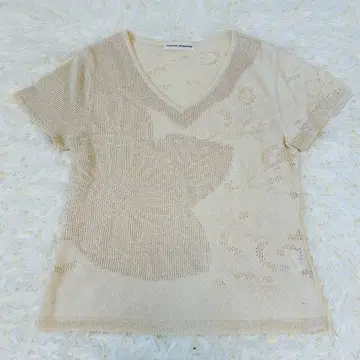 HIROKOKOSHINO 히로코코시노 반팔 썸머 니트 티셔츠 꽃무늬