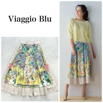 새상품급 Viaggio Blu 비아지오 블루 플라워 패널 프린트 스커트