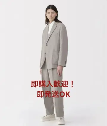 MUJILABO 무인양품 린넨 혼방 울 자켓 M 팬츠 L 셋업