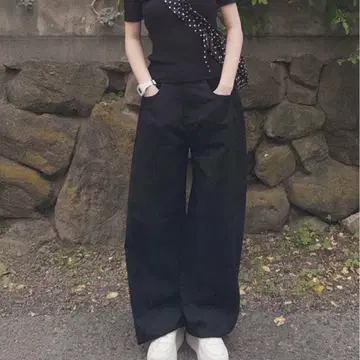 루즈 와이드 컬러 팬츠 소녀나라