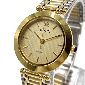 [ 작동/새상품 배터리 ] ELGIN 골드 쿼츠 금 다이얼 드레스 워치