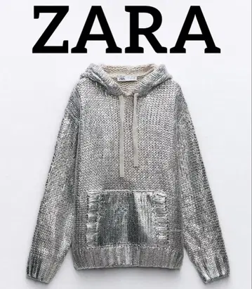 ZARA 포일 디테일 니트 후디