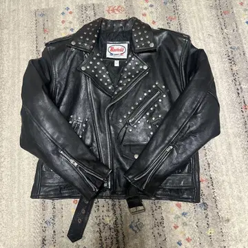 80's Route 66 스터드 가죽 자켓 라이더 자켓