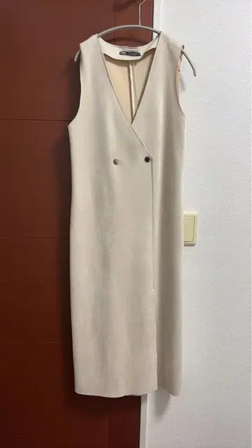 ZARA 더블 브레스트 페이크 스웨이드 오버롤 스커트 S 벨로아
