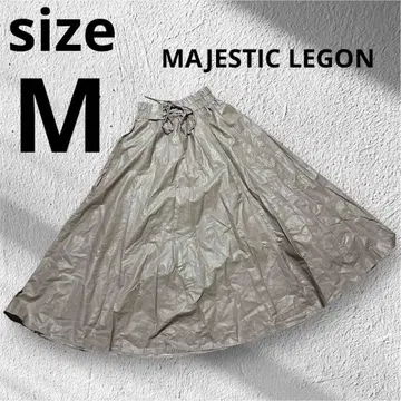 MAJESTIC LEGON 리본 포함 그레이 플레어 스커트