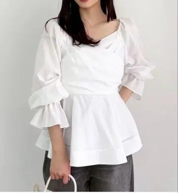 프레이 아이디 2way 플레어 블라우스 화이트