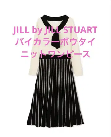 JILL by JILL STUART 바이컬러 보타이 니트 원피스