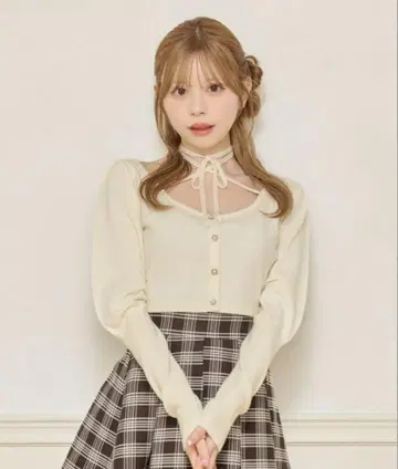[ 끈 탈부착 가능 ] 퍼프 슬리브 숏 니트