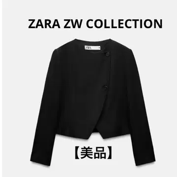 [ 새상품급 ] ZARA 크롭 자켓 어깨 패드 안감 블랙