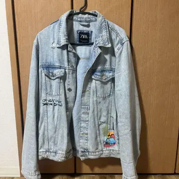 ZARA 데님 자켓 컬러풀 아트
