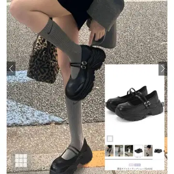 GRL 그레일 통굽 더블 스트랩 슈즈