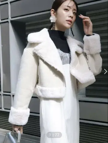 MERCURYDUO 페이크 무스탕 봄버 자켓 아이보리 M
