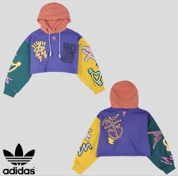 adidas 컬러풀 크롭 후드티