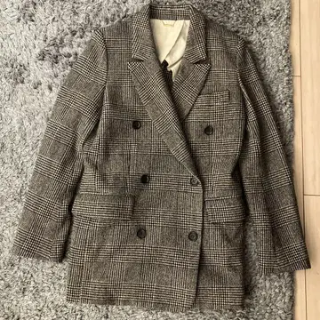 plage 체크 무늬 더블 브레스트 자켓
