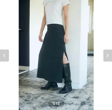 [ moose's ] 슬릿 롱 스커트 블랙