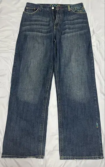 00s Coogi 진네이비 와이드 데님 배기 팬츠 초와이드 자수