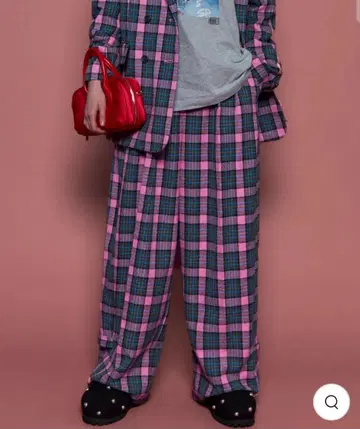Loop Yarn Plaid Two-tuck Pants