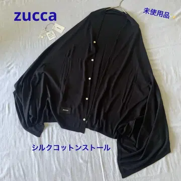 [ 새상품 ] zucca 주카 2way 대형 실크 코튼 스톨 블랙 컬러