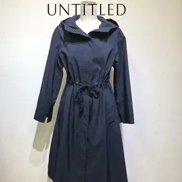 UNTITLED 후드 부착 나일론 롱 코트 허리 조절