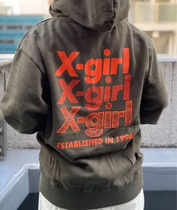 X-GIRL GEOMETRIC TRIPLE LOGO 집업 후드티