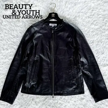 [ BEAUTY&YOUTH ] 노카라 싱글 라이더 소가죽 블랙 XL