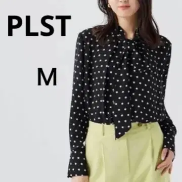 PLST 플라스테 보타이 블라우스 도트 리본 포함 긴팔 셔츠 M