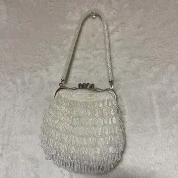 빈티지 비즈백 프린지 비즈 파티백 화이트