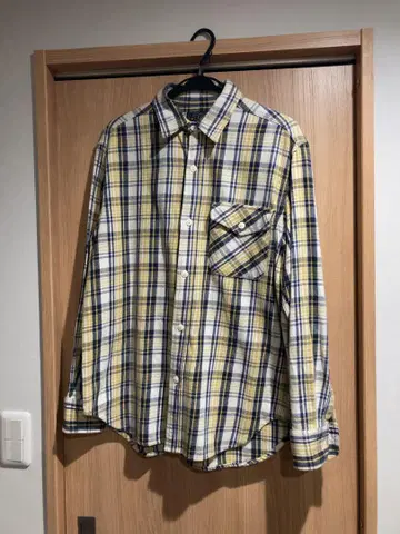 BEAMS PLUS 트윌 체크 가이드 셔츠 YELLOW 사이즈 M