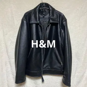 컨디션 최상 H&M 인조 가죽 자켓 US L 사이즈 블랙