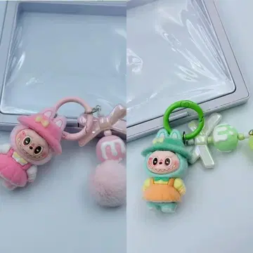 러브브 LABUBU 봉제 인형 키링 스트랩 2종 세트