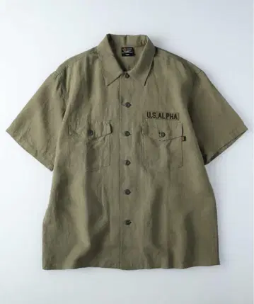 [ 미사용 ] ALPHA 호랑이 자수 린넨 코튼 셔츠 M 사이즈