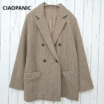 차오패닉 체크 무늬 더블 자켓 브라운 계열 M