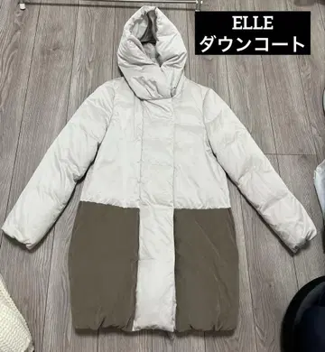 ELLE 다운 코트 베이지 바이컬러 size 40