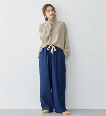 anyfee 인디고 와이드 팬츠 5L 택 포함 미사용 새상품