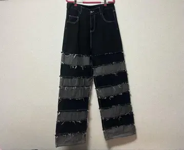 프린지 데님 와이드 팬츠 스트릿 패션