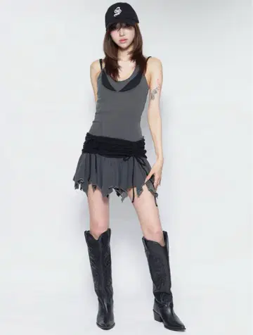 theredthread S shirring dress mini