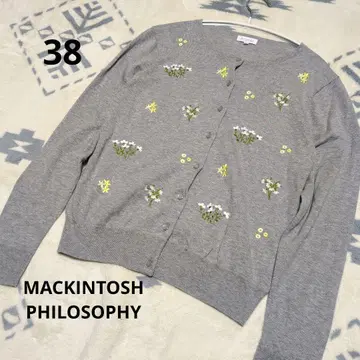 MACKINTOSH PHILOSOPHY 꽃무늬 자수 코튼 가디건 그레이