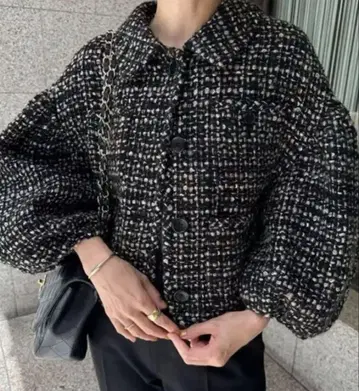 CLANE MIX TWEED PUFF SLEEVE JACKET