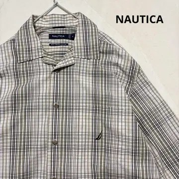 NAUTICA 오픈 카라 체크 셔츠 긴팔 M 사이즈 노티카