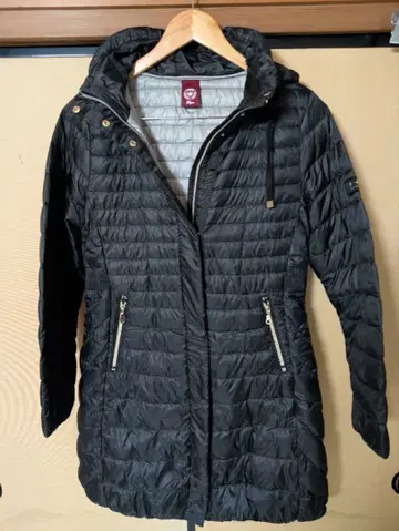 다운 그리츠 블랙 경량 다운 코트 후드 안감 실버 사이즈 L