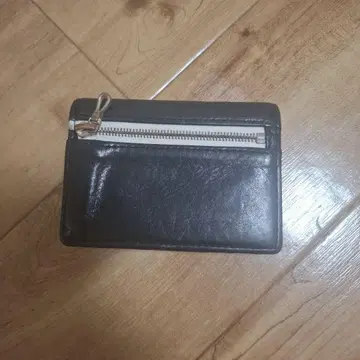 블랙 가죽 접이식 지갑 동전 지갑 포함