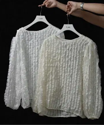 eim I_am wave frill sheer blouse