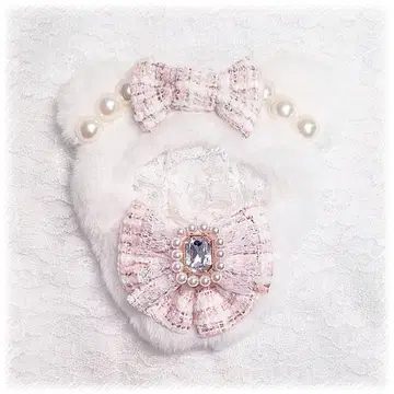 인형 옷 10cm~11cm 핑크 트위드 곰돌이 귀