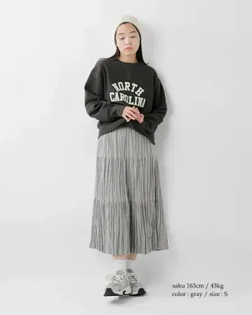 [ 새상품급 ] 락마운트 코튼 플란넬 주름 가공 티어드 롱 스커트