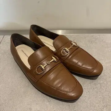 브라운 가죽 로퍼 골드 버클 size 38