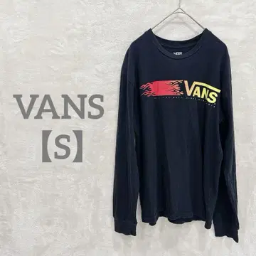 익명 배송 VANS [ S ] 긴팔 티셔츠 로고 프린트 코튼 블랙