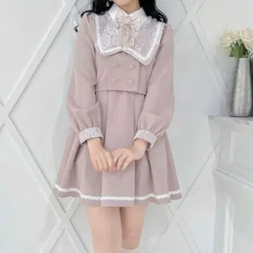ROJITA 레이어드 스타일 세일러 원피스 핑크 양산형