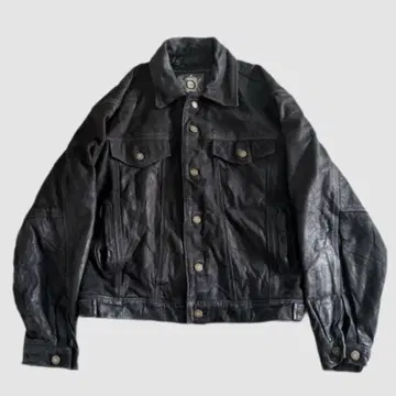 90s HardLeatherStuff 가죽 트래커 자켓 블랙