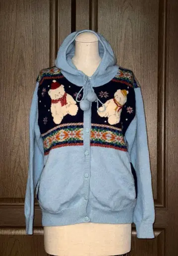 PINK HOUSE 눈사람 후드 부착 가디건