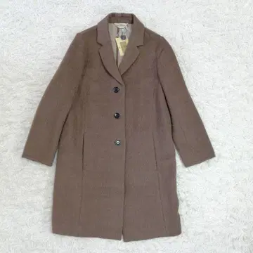 택 포함 새상품 알파카 혼방 체스터 코트 롱 코트 울 M 브라운